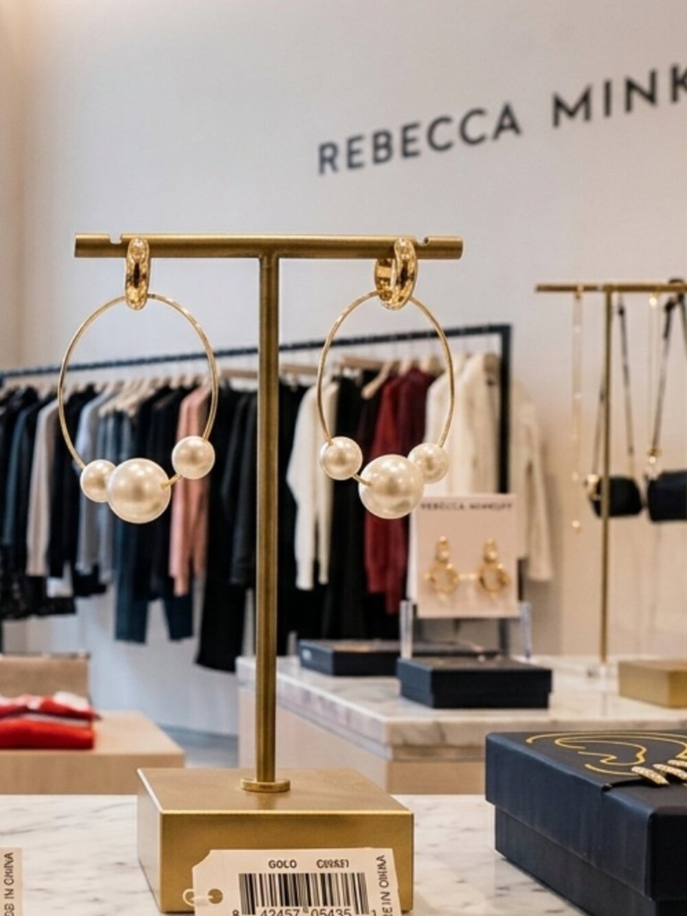 Rebecca Minkoff Gold Sophia Pearl Orb Hoop Earrings